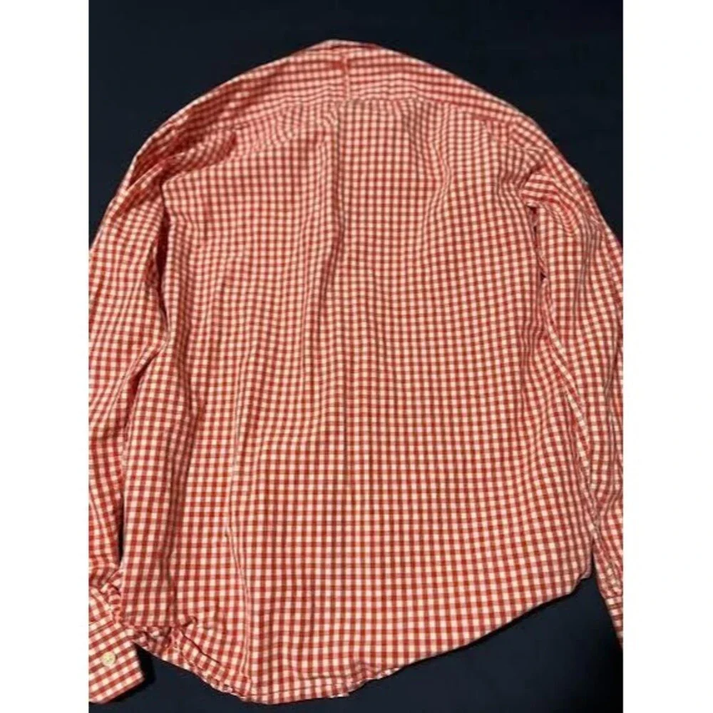 Banana Republic Shirt Mens Medium Red Gingham Button Down With Blue Interior